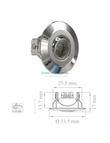 Projecteur LED orientable Lampo TCORCR/BC 350 mA 1 W chromé 3000 K
